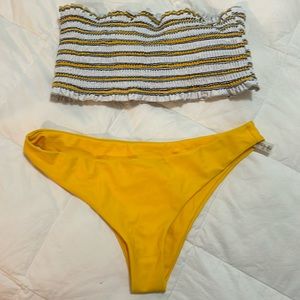 ZAFUL gold and white bikini. Size 8 wore once strapless